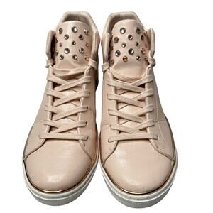 Skechers Womens Size 7 High Top Sneakers Shoes Pink Rhinestones Lace Up SN 73625